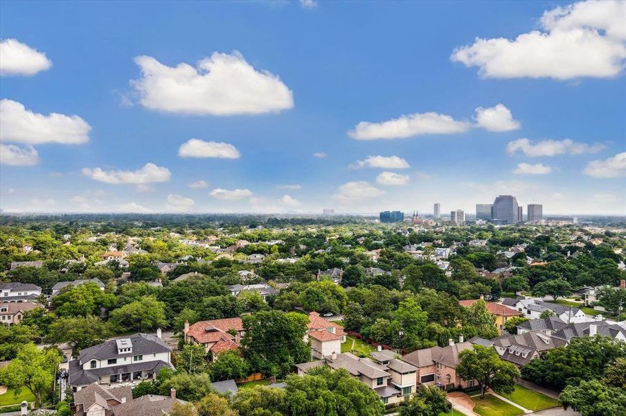 Facing north, this balcony offers sweeping city views.