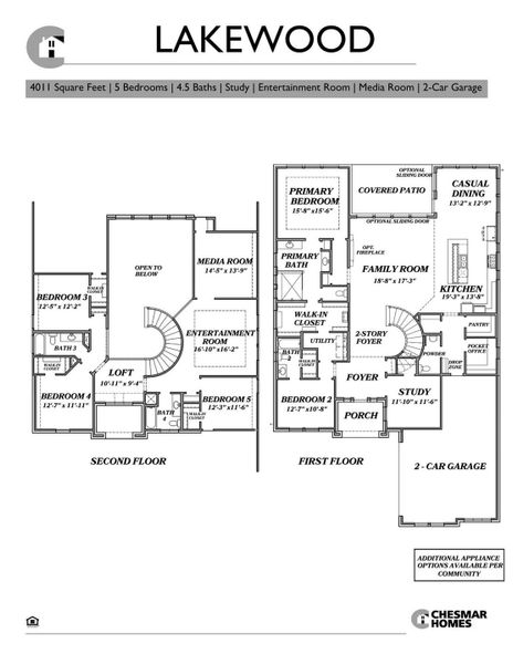 2D floor plan layout of this home in Lakes of Cane Island, Katy, TX (Image 4).