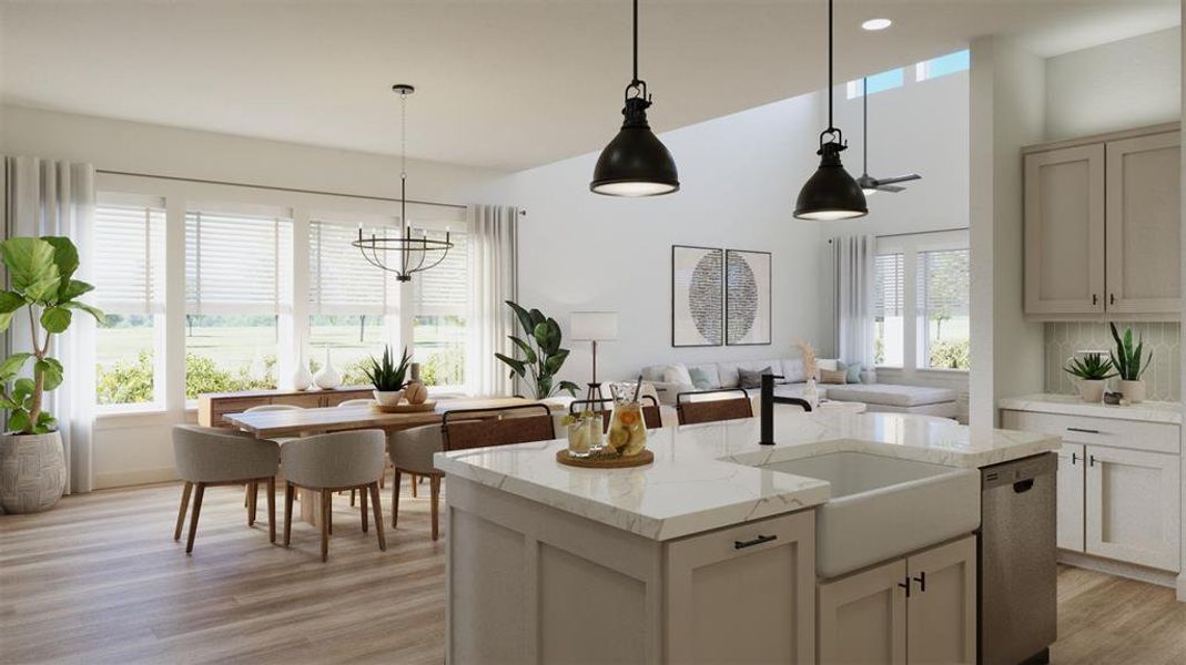 Featuring walls of windows throughout the home, this outstanding open concept floor plan is flooded with natural light!  VIRTUALLY STAGED RENDERING