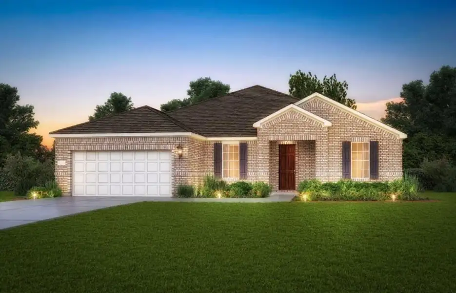 Front exterior of a new home in Del Webb Fulshear, Fulshear, TX, highlighting curb appeal (Image 1).