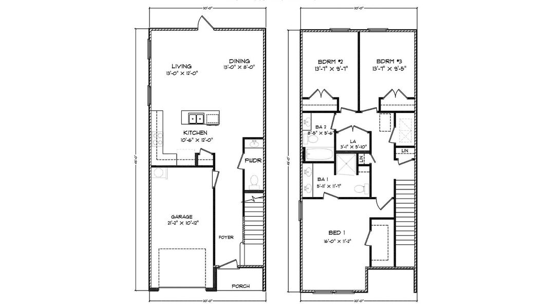 2D floor plan layout of this home in Colonial East Townhomes, Panama City Beach, FL (Image 4).