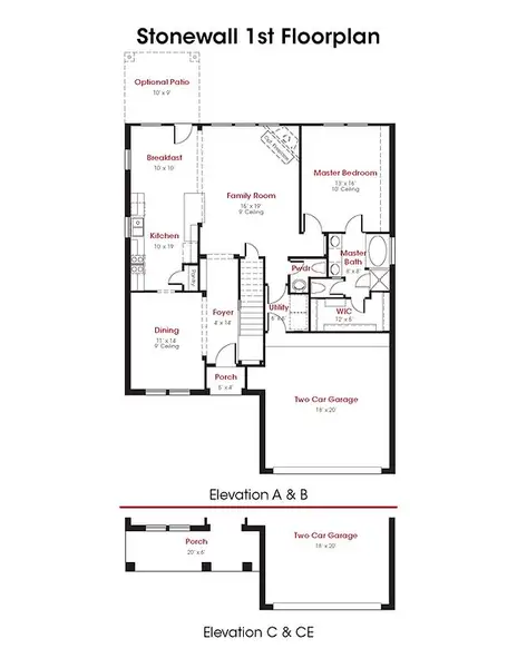 2D floor plan layout for the Stonewall by Kendall Homes in Russell Ranch, Bay City, TX (Image 3). 2D floor plan layout for the Stonewall by Kendall Homes in Russell Ranch, Bay City, TX (Image 3).