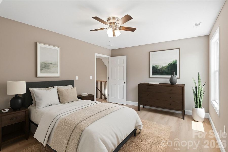Bedroom upstairs-Virtually Staged