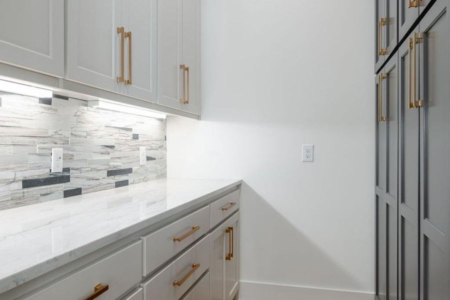 Lots of storage and countertop options in this pantry