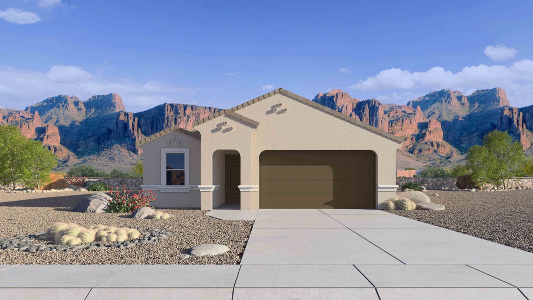 Representative exterior photo of a completed home built from the Pelican by D.R. Horton in Upper Canyon, Phoenix, AZ (Image 2). Representative exterior photo of a completed home built from the Pelican by D.R. Horton in Upper Canyon, Phoenix, AZ (Image 2).