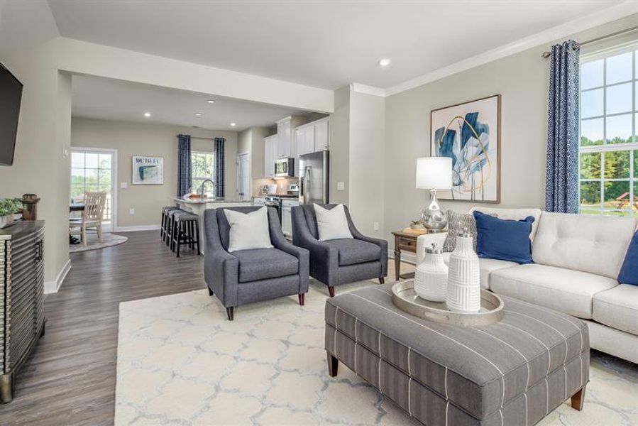 Representative furnished interior of a home built from the Mendelssohn by Ryan Homes in Park Ridge at Sugar Hill, Sugar Hill (Image 3).