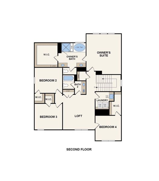 2D floor plan layout for the Red Cedar by Century Communities in Running Creek, Locust, NC (Image 4).