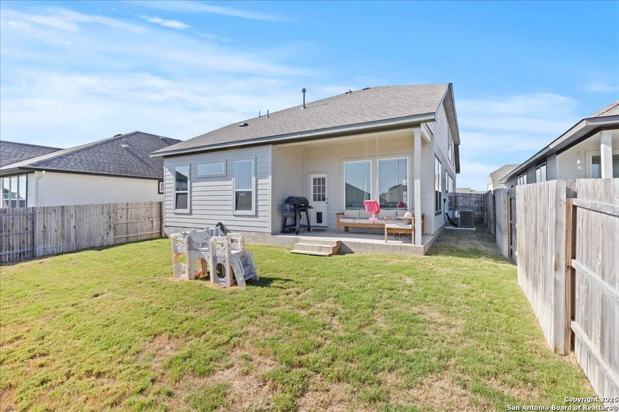 Exterior details and patio area of a home in August Fields, New Braunfels (Image 3).