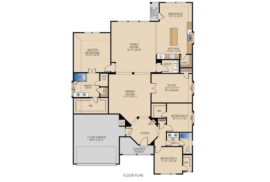 2D floor plan layout for the Fairview I by Pacesetter Homes in River Ranch, Van Alstyne, TX (Image 21). 2D floor plan layout for the Fairview I by Pacesetter Homes in River Ranch, Van Alstyne, TX (Image 21).