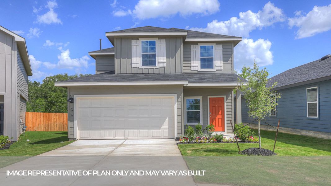 Representative exterior photo of a completed home built from the The Hannah by D.R. Horton in Bollinger, Maxwell, TX (Image 2). Representative exterior photo of a completed home built from the The Hannah by D.R. Horton in Bollinger, Maxwell, TX (Image 2).