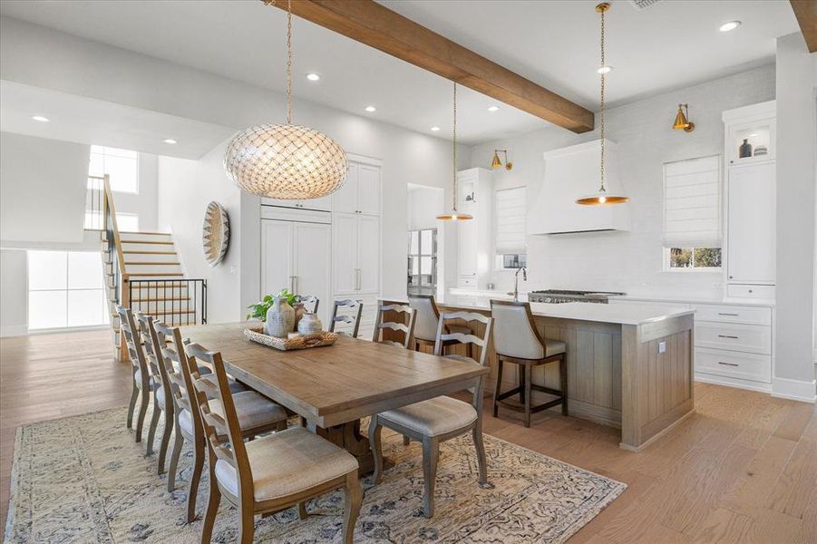 Spacious dining area overlooks chef's dream kitchen