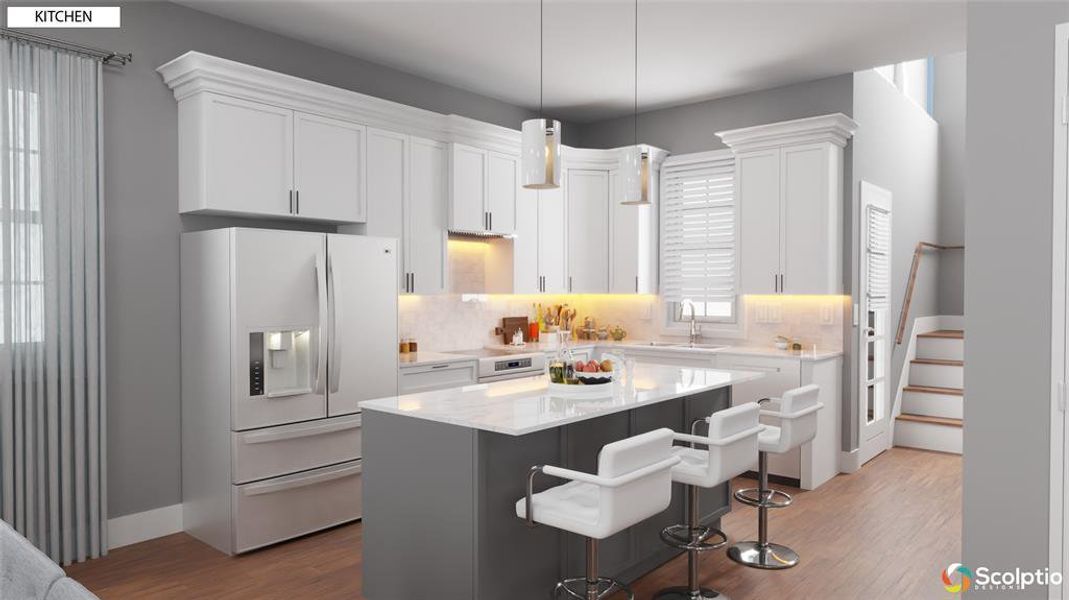 Kitchen featuring optional white appliances