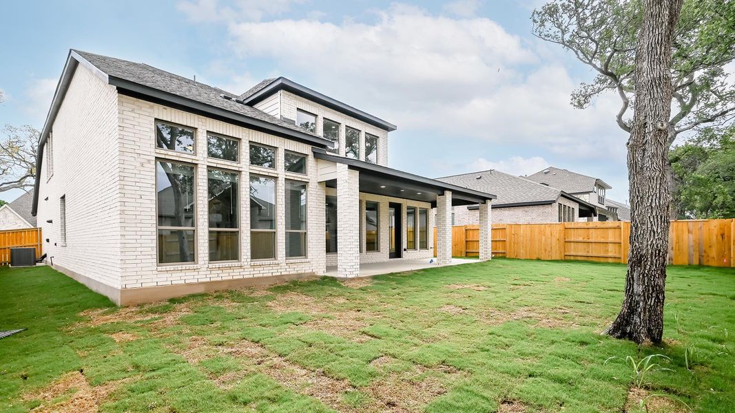 Exterior details and patio area of a home in 6 Creeks, Kyle (Image 22).