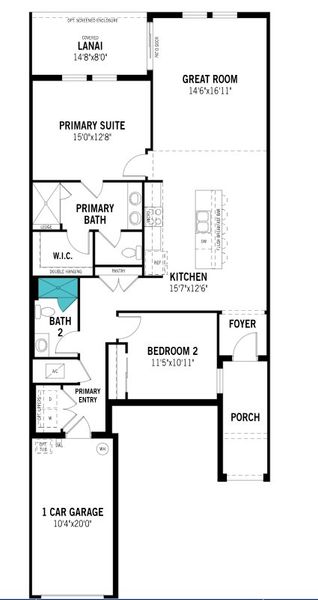 2D floor plan layout of this home in Lakespur at Wellen Park, Venice, FL (Image 4).