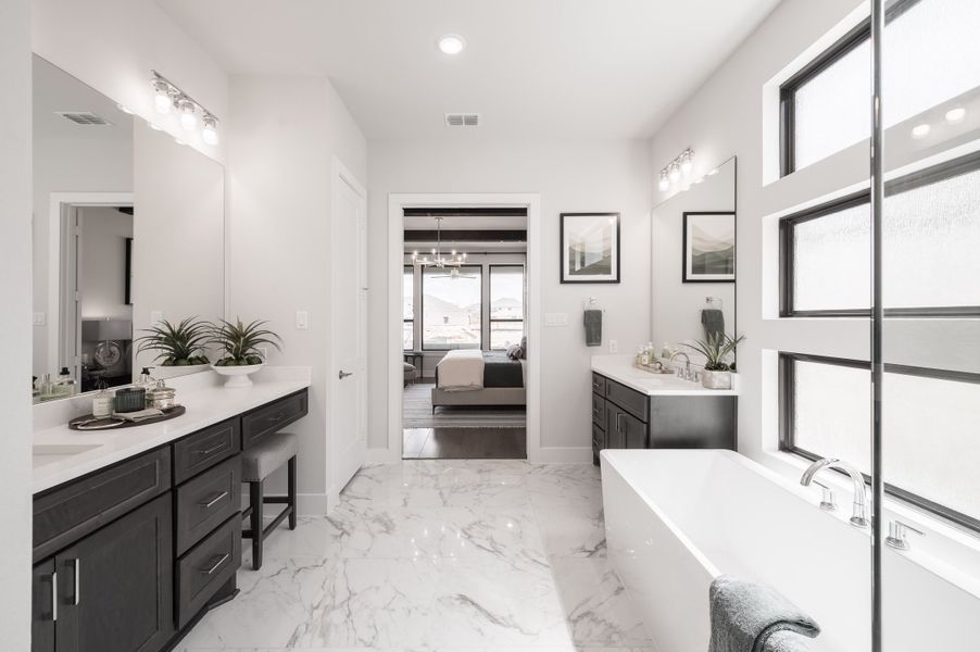 Representative furnished interior of a home built from the Bogata by Tri Pointe Homes in Harvest Green, Richmond (Image 59).