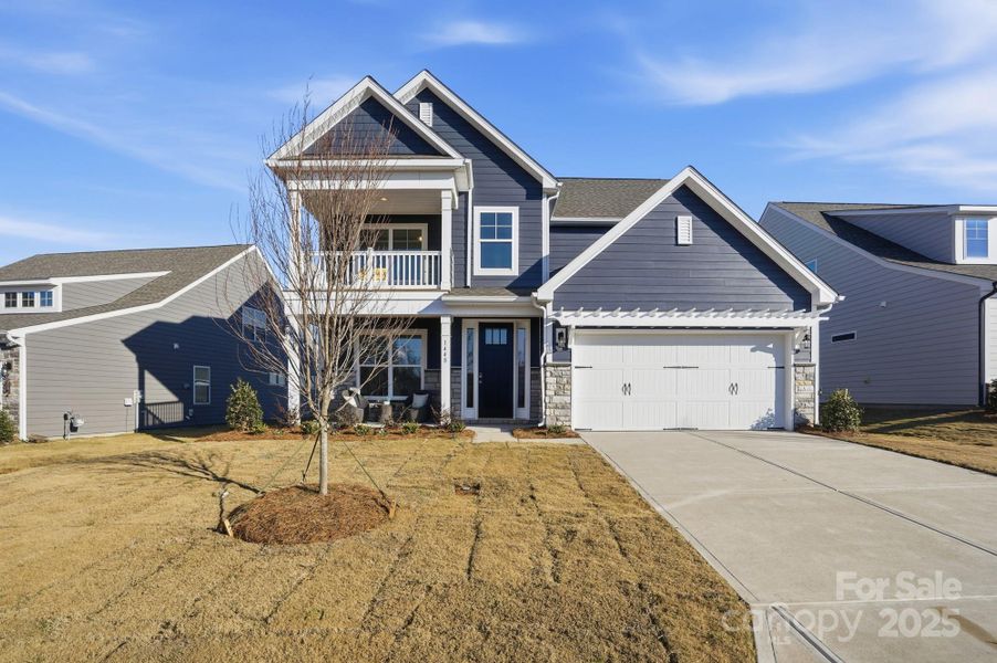 Front exterior of a new home in The Meadows at Laurelbrook, Sherrills Ford, NC, highlighting curb appeal (Image 2).