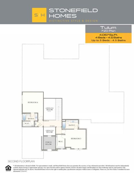 2D floor plan layout for the Tulum by Stonefield Homes in Heath Golf and Yacht Club, Rockwall, TX (Image 4).
