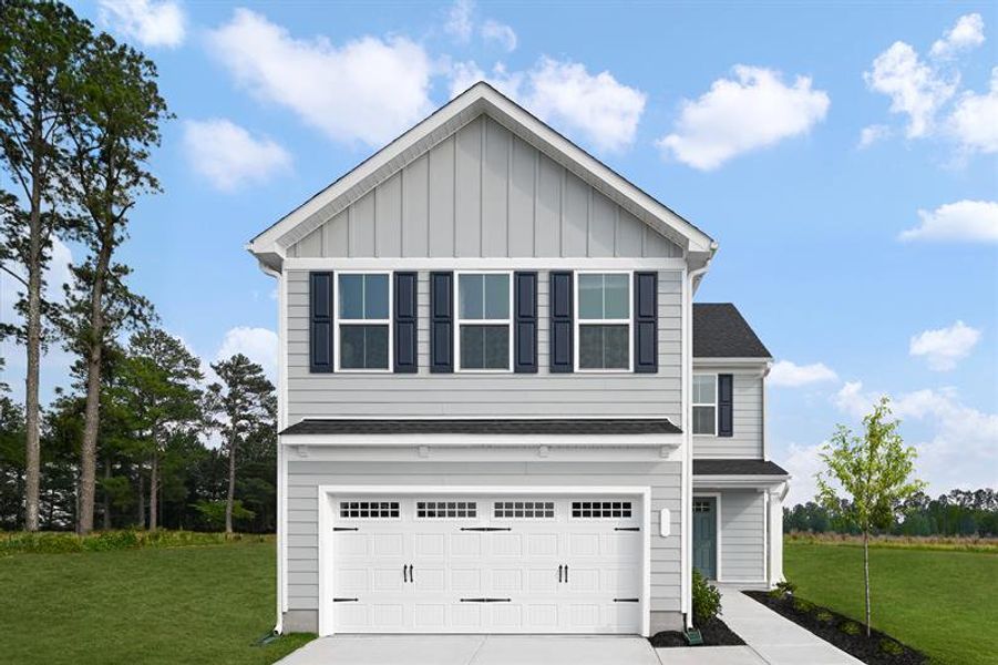 Representative exterior photo of a completed home built from the Lily by Ryan Homes in Ivy Grove, Woodruff, SC (Image 1). Representative exterior photo of a completed home built from the Lily by Ryan Homes in Ivy Grove, Woodruff, SC (Image 1).