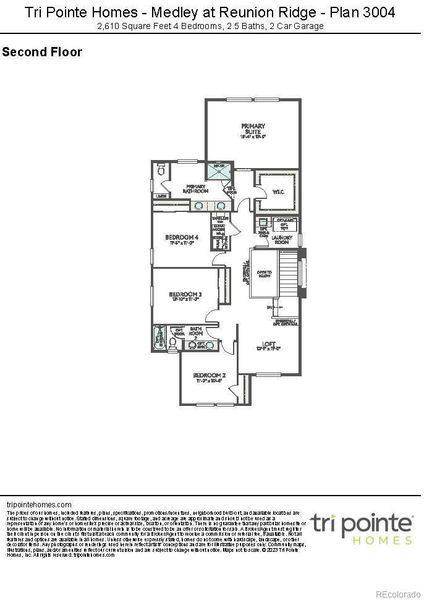 2D floor plan layout of this home in Medley at Reunion Ridge, Commerce City, CO (Image 2).