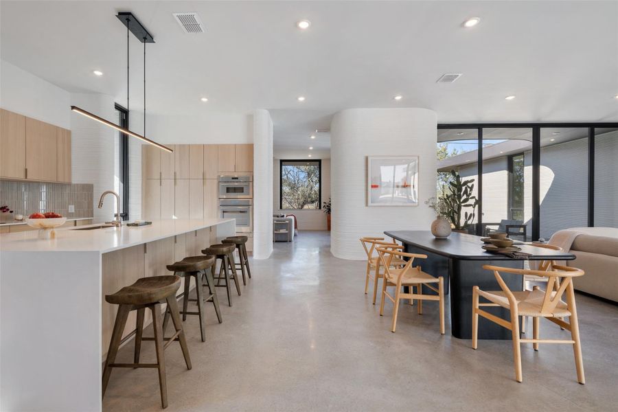 Dining area with sink