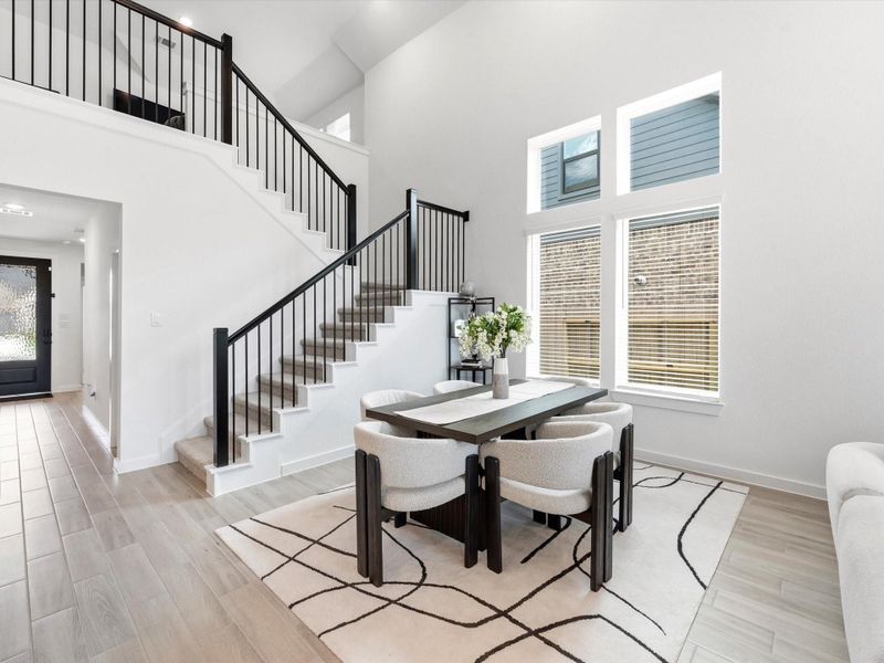 The formal dining area is nice and bright. Just steps away from the kitchen that's open to the family room. The formal dining area is nice and bright. Just steps away from the kitchen that's open to the family room.