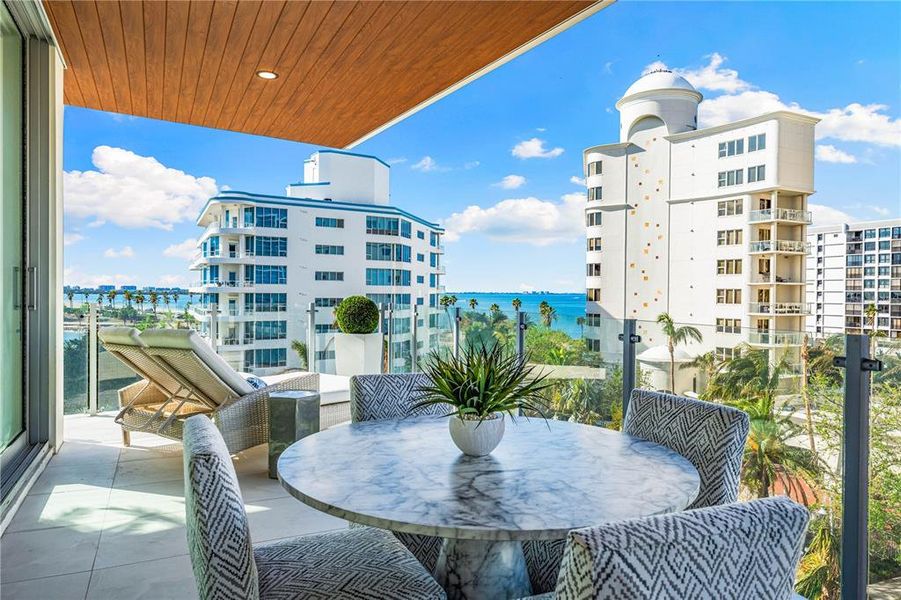 Balcony of 401 with gorgeous views of Sarasota Bay.