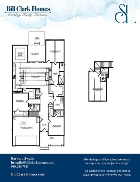 2D floor plan layout of this home in Sidbury Landing, Wilmington, NC (Image 5).