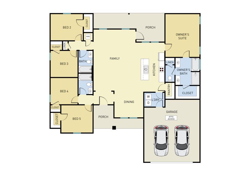 2D floor plan layout for the Dalton by CJL Homes in Oak Hollow, Crestview, FL (Image 4).