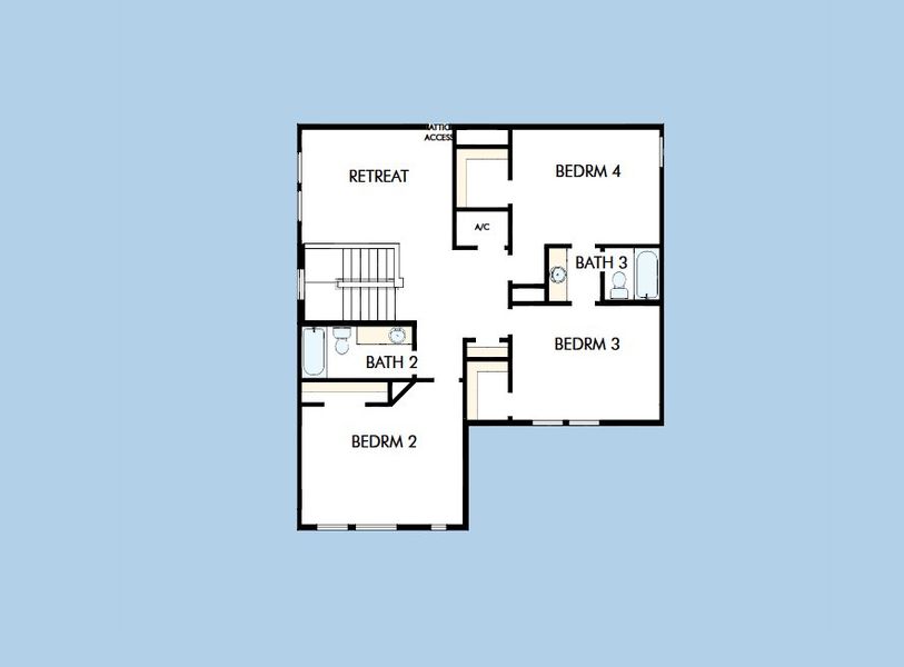 2D floor plan layout for the The Danica by David Weekley Homes in Soleta at Starkey Ranch –  Traditional Series, Odessa, FL (Image 5).