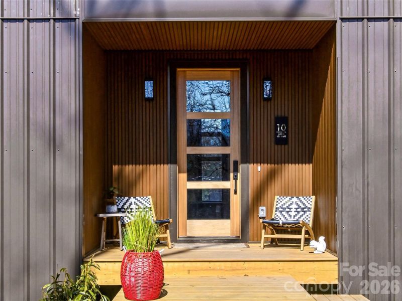 Exterior details and patio area of a home in , Swannanoa (Image 19).