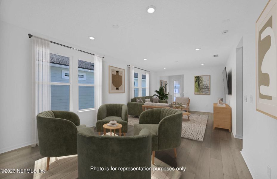 Furnished interior view inside a new home in Del Webb Wildlight, Yulee (Image 12).