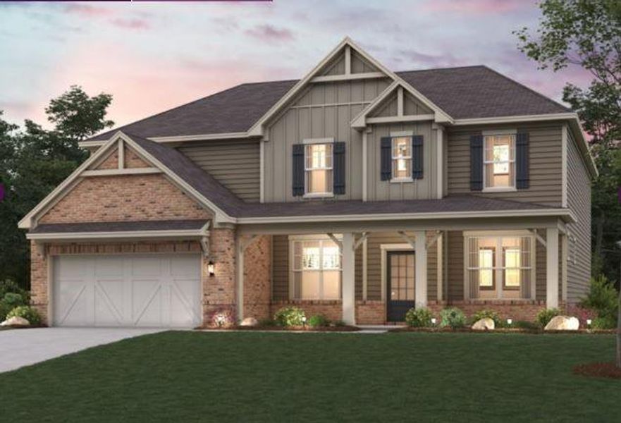 Front exterior of a new home in The Estates at Gainesville Township, Gainesville, GA, highlighting curb appeal (Image 18).