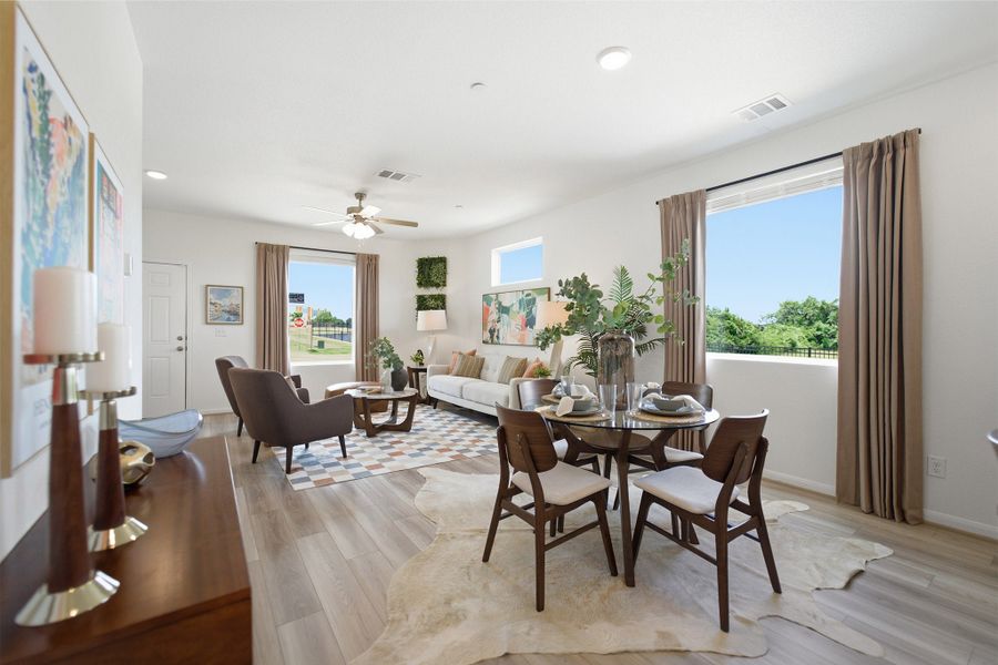 Representative furnished interior of a home built from the Kahn by CastleRock Communities in Municipal Drive Townhomes, Leander (Image 16).