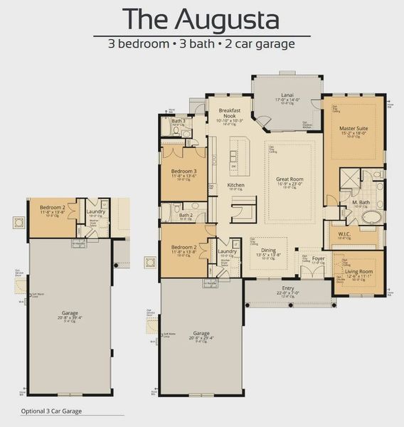 2D floor plan layout for the Augusta by Vitale Homes in Hidden Ridge, New Port Richey, FL (Image 4).