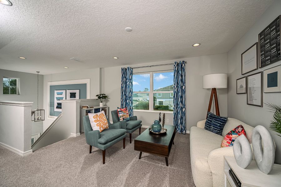 Representative furnished interior of a home built from the Sanibel by Risewell Homes in Ridgeview, Clermont (Image 6). Representative furnished interior of a home built from the Sanibel by Risewell Homes in Ridgeview, Clermont (Image 6).