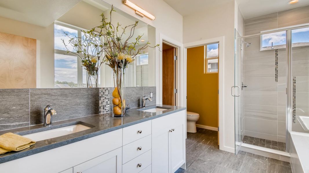 Representative furnished interior of a home built from the 2100 2-Story Front Load by Markel Homes in West Grange, Longmont (Image 10).