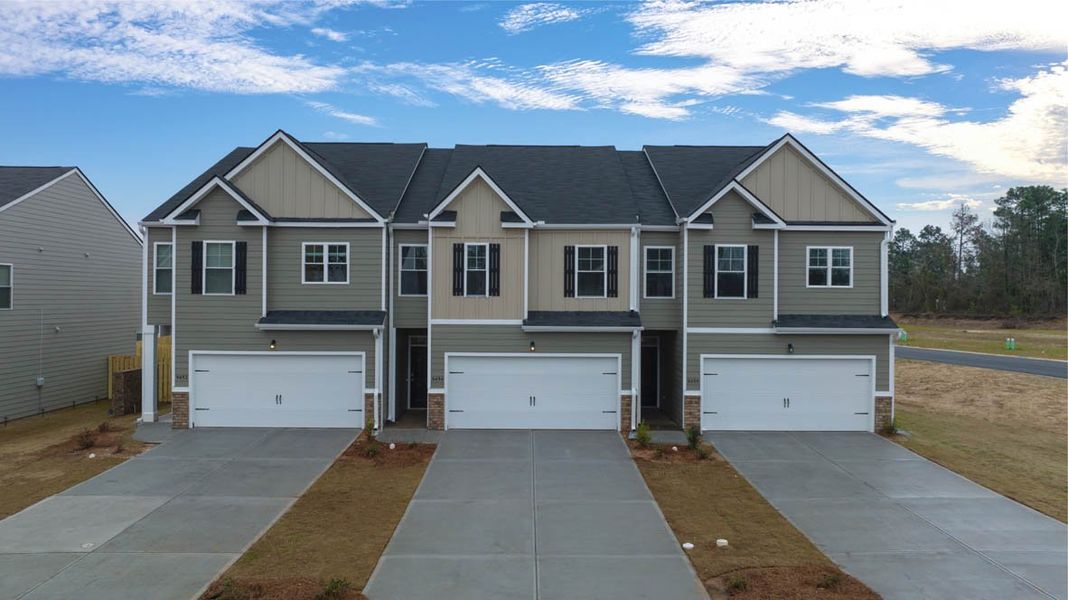 Representative exterior photo of a completed home built from the Stratford by D.R. Horton in Laurel Park Townhomes, Hephzibah, GA (Image 22).