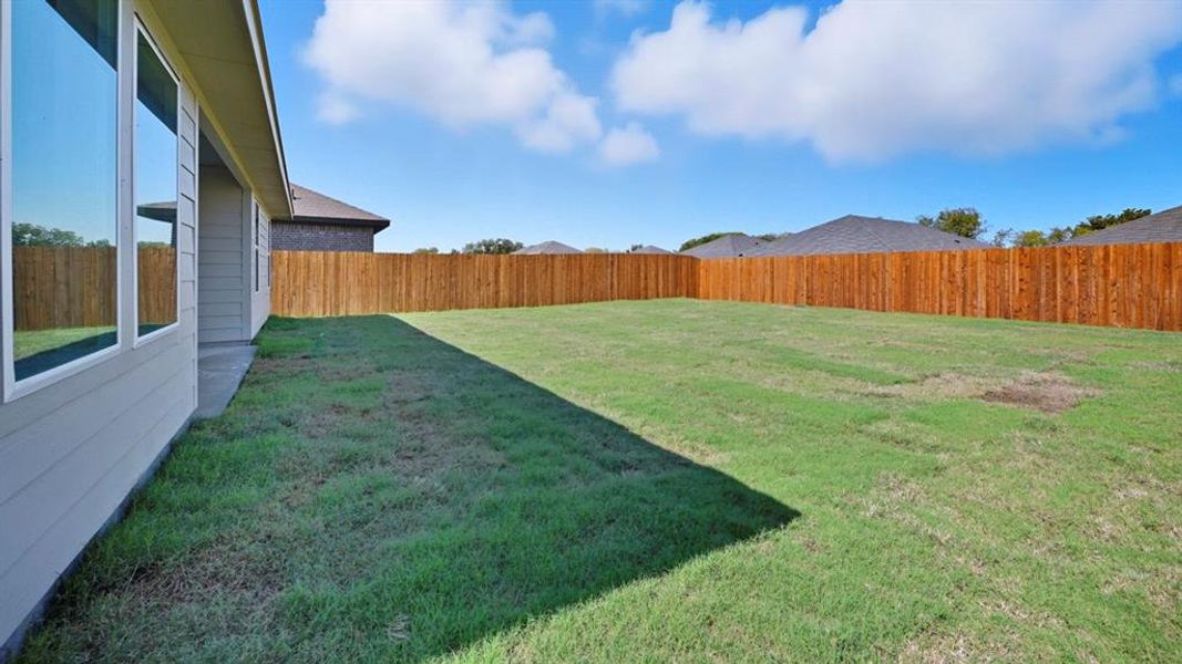 View of fenced backyard