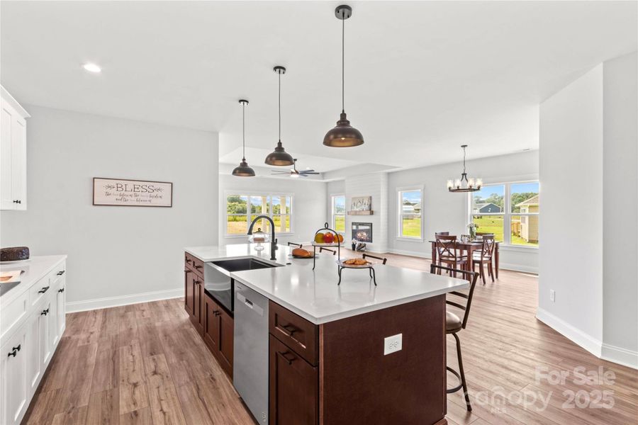 Another view of how Kitchen & Den & Dining open.