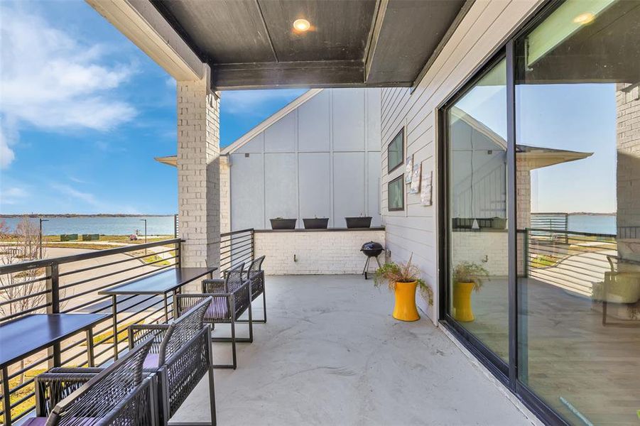 Balcony with a water view