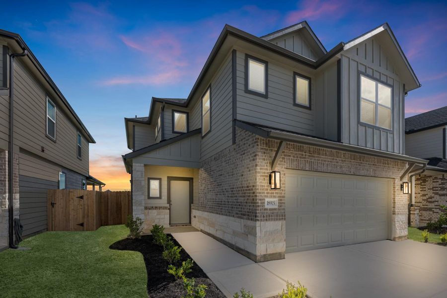 Front exterior of a new home in , Houston, TX, highlighting curb appeal (Image 18). Front exterior of a new home in , Houston, TX, highlighting curb appeal (Image 18).