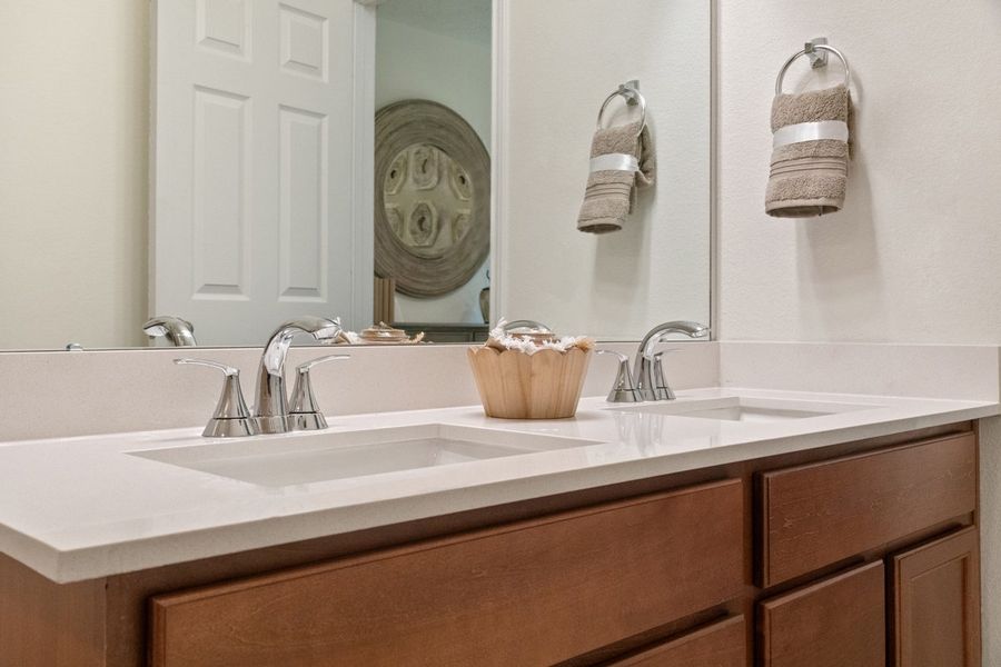 Dual-sink vanity at primary bath Dual-sink vanity at primary bath
