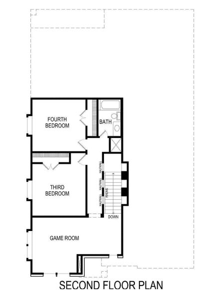 2D floor plan layout for the Kincaid R (w/Game) by First Texas Homes in Trails at Cottonwood Creek, Rowlett, TX (Image 4).