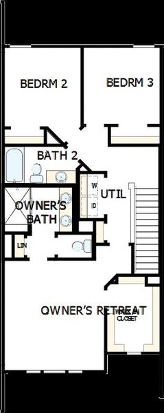 2D floor plan layout of this home in North Creek Village - Townhomes, Huntersville, NC (Image 3).