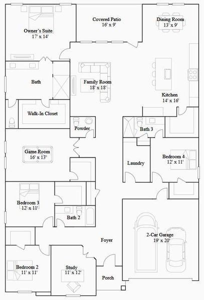 2D floor plan layout of this home in Cross Creek West: Pinnacle Collection, Fulshear, TX (Image 3). 2D floor plan layout of this home in Cross Creek West: Pinnacle Collection, Fulshear, TX (Image 3).