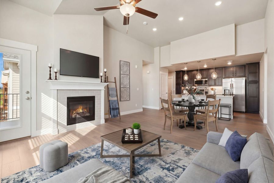 Furnished interior view inside a new home in The Lakes at Centerra, Loveland (Image 2). Furnished interior view inside a new home in The Lakes at Centerra, Loveland (Image 2).