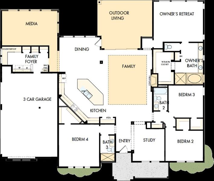 2D floor plan layout of this home in Rees Landing Estates, Spicewood, TX (Image 5). 2D floor plan layout of this home in Rees Landing Estates, Spicewood, TX (Image 5).