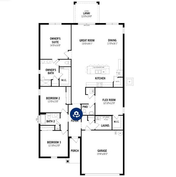 2D floor plan layout of this home in Tradition - Cadence, Port St. Lucie, FL (Image 3).