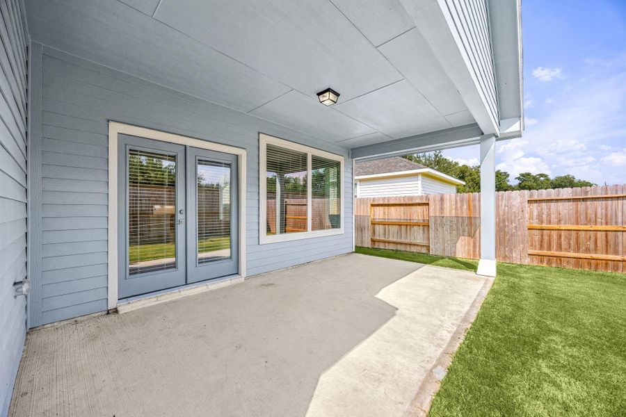 Covered patio which is perfect for relaxing after a hard days work.