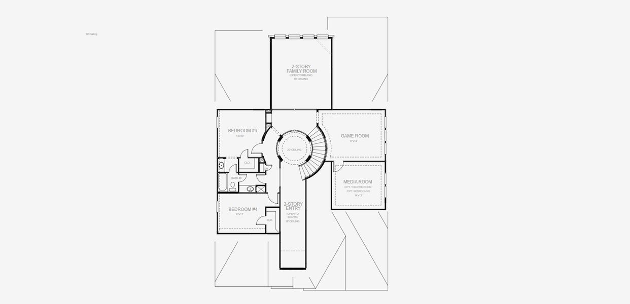 2D floor plan layout for the 3395W by Perry Homes in Parkside On The River 60', Georgetown, TX (Image 6). 2D floor plan layout for the 3395W by Perry Homes in Parkside On The River 60', Georgetown, TX (Image 6).